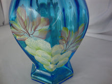 Load image into Gallery viewer, Vintage Fenton Mulberry & Blue Art Glass Handpainted Grapes Leaves Vase With Clear Handle