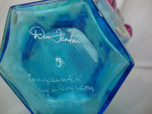 Load image into Gallery viewer, Vintage Fenton Mulberry & Blue Art Glass Handpainted Grapes Leaves Vase With Clear Handle