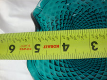 Load image into Gallery viewer, Vintage Teal Blue Diamond Point Glass Pedestal Compote Candy Dish