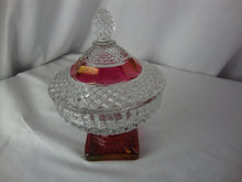 Load image into Gallery viewer, Westmoreland Clear Ruby Red Flash Square Pedestal Short Candy Dish with Lid