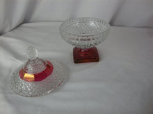 Load image into Gallery viewer, Westmoreland Clear Ruby Red Flash Square Pedestal Short Candy Dish with Lid