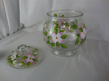 Load image into Gallery viewer, Vintage Handpainted Apple Blossom Clear Glass Cookie Biscuit Jar with Lid