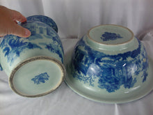 Load image into Gallery viewer, Vintage Victoria Ware Ironstone Flow Blue City Scene Wash Basin and Pitcher Set