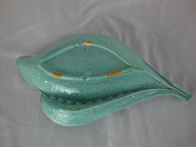 Load image into Gallery viewer, MCM California Pottery Aqua Gold Leaf Ashtray Trinket Dish