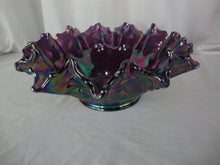 Load image into Gallery viewer, Vintage Fenton Art Glass Purple Carnival Iridescent Glass Wildflower Pattern Bowl