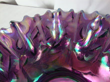 Load image into Gallery viewer, Vintage Fenton Art Glass Purple Carnival Iridescent Glass Wildflower Pattern Bowl