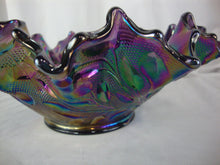Load image into Gallery viewer, Vintage Fenton Art Glass Purple Carnival Iridescent Glass Wildflower Pattern Bowl