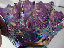 Load image into Gallery viewer, Vintage Fenton Art Glass Purple Carnival Iridescent Glass Wildflower Pattern Bowl