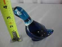 Load image into Gallery viewer, Vintage Fenton Indigo Blue Glass Handpainted Winter Goose Figurine