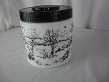 Load image into Gallery viewer, 1960's Maxwell House Coffee Milk Glass Coffee Canister with Black Plastic Lid