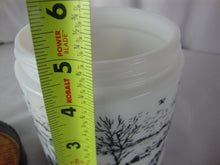 Load image into Gallery viewer, 1960's Maxwell House Coffee Milk Glass Coffee Canister with Black Plastic Lid
