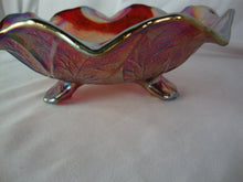 Load image into Gallery viewer, Vintage Imperial Glass Red Carnival Glass Acanthus Leaf Shallow Footed Decor Bowl