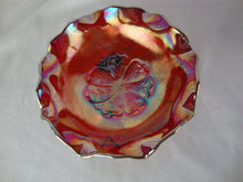 Load image into Gallery viewer, Vintage Imperial Glass Red Carnival Glass Acanthus Leaf Shallow Footed Decor Bowl