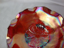Load image into Gallery viewer, Vintage Imperial Glass Red Carnival Glass Acanthus Leaf Shallow Footed Decor Bowl