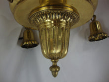 Load image into Gallery viewer, Vintage Brass Four Arm Bell Ceiling Mount Light Fixture UNTESTED