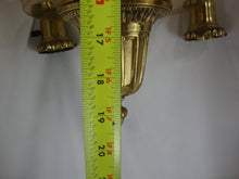 Load image into Gallery viewer, Vintage Brass Four Arm Bell Ceiling Mount Light Fixture UNTESTED