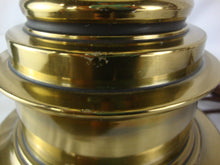 Load image into Gallery viewer, Vintage Stiffell Brass Buffet Lamp with Cream Shade Fleur de Lis Finial