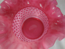 Load image into Gallery viewer, Vintage Fenton Cranberry Opalescent Hobnail Ruffled Bowl Vase