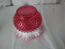 Load image into Gallery viewer, Vintage Fenton Cranberry Opalescent Hobnail Ruffled Bowl Vase