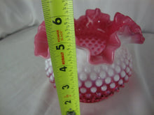 Load image into Gallery viewer, Vintage Fenton Cranberry Opalescent Hobnail Ruffled Bowl Vase