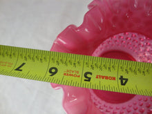 Load image into Gallery viewer, Vintage Fenton Cranberry Opalescent Hobnail Ruffled Bowl Vase