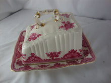 Load image into Gallery viewer, Vintage Bristol House Red Floral Cheese Butter Dish with Angled Dome Lid