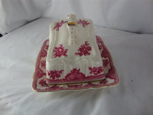 Load image into Gallery viewer, Vintage Bristol House Red Floral Cheese Butter Dish with Angled Dome Lid