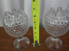 Load image into Gallery viewer, Vintage Duncan Miller Clear Hobnail Pedestal Rose Bowl Vase Set of 2