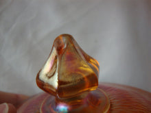 Load image into Gallery viewer, Vintage Jeanette Glass Marigold Carnival Treebark Beverage Pitcher with Lid and Eight Glasses Set