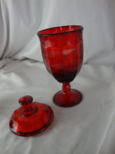 Load image into Gallery viewer, Vintage Ruby Red Glass Pedestal Compote Candy Dish with Lid