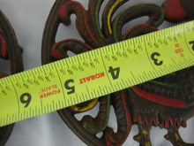 Load image into Gallery viewer, Vintage Wiliton Cast Iron Crowing Roosters Opposing Wall Counter Trivet Pair