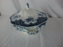 Load image into Gallery viewer, Antique W Adams Rosetta Blue Transferware Covered Casserole Serving Dish