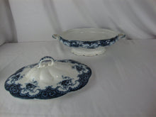 Load image into Gallery viewer, Antique W Adams Rosetta Blue Transferware Covered Casserole Serving Dish