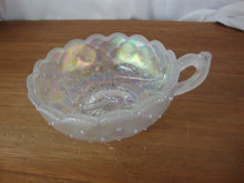Load image into Gallery viewer, Vintage Imperial Glass White Carnival Glass Pansy Motif Nappy Bowl