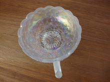Load image into Gallery viewer, Vintage Imperial Glass White Carnival Glass Pansy Motif Nappy Bowl