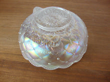 Load image into Gallery viewer, Vintage Imperial Glass White Carnival Glass Pansy Motif Nappy Bowl