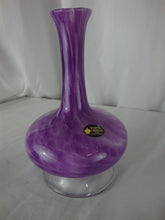 Load image into Gallery viewer, Vintage White Cristal Italy Purple White Swirl Blown Glass Pedestal Vase