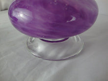 Load image into Gallery viewer, Vintage White Cristal Italy Purple White Swirl Blown Glass Pedestal Vase