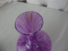 Load image into Gallery viewer, Vintage White Cristal Italy Purple White Swirl Blown Glass Pedestal Vase