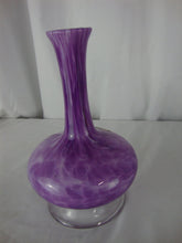 Load image into Gallery viewer, Vintage White Cristal Italy Purple White Swirl Blown Glass Pedestal Vase