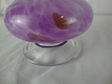 Load image into Gallery viewer, Vintage White Cristal Italy Purple White Swirl Blown Glass Pedestal Vase