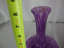 Load image into Gallery viewer, Vintage White Cristal Italy Purple White Swirl Blown Glass Pedestal Vase