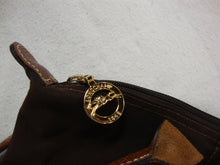 Load image into Gallery viewer, Longchamp France Dark Brown Canvas Body Leather Strap Medium Shoulder Hand Bag Purse