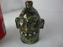 Load image into Gallery viewer, Marvin Bailey Folk Art Pottery Mini Green Blue Brown 4 Spaced Tooth Ugly Jug 3" Inch