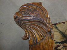 Load image into Gallery viewer, Antique Morris Style Upholstered Oak Recliner Lion Handrests