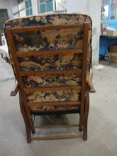 Load image into Gallery viewer, Antique Morris Style Upholstered Oak Recliner Lion Handrests
