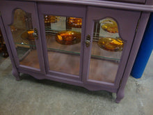 Load image into Gallery viewer, Vintage Painted Oak Beveled Glass China Display Lighted One Piece Cabinet