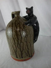 Load image into Gallery viewer, 1996 Marvin Bailey Folk Art Potter Black Bear on Green Drip Glaze Jug