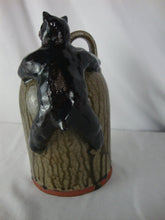 Load image into Gallery viewer, 1996 Marvin Bailey Folk Art Potter Black Bear on Green Drip Glaze Jug