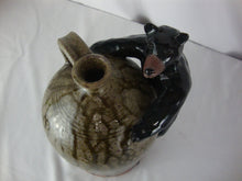 Load image into Gallery viewer, 1996 Marvin Bailey Folk Art Potter Black Bear on Green Drip Glaze Jug